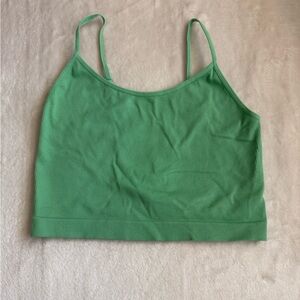 Green Ribbed Crop Top